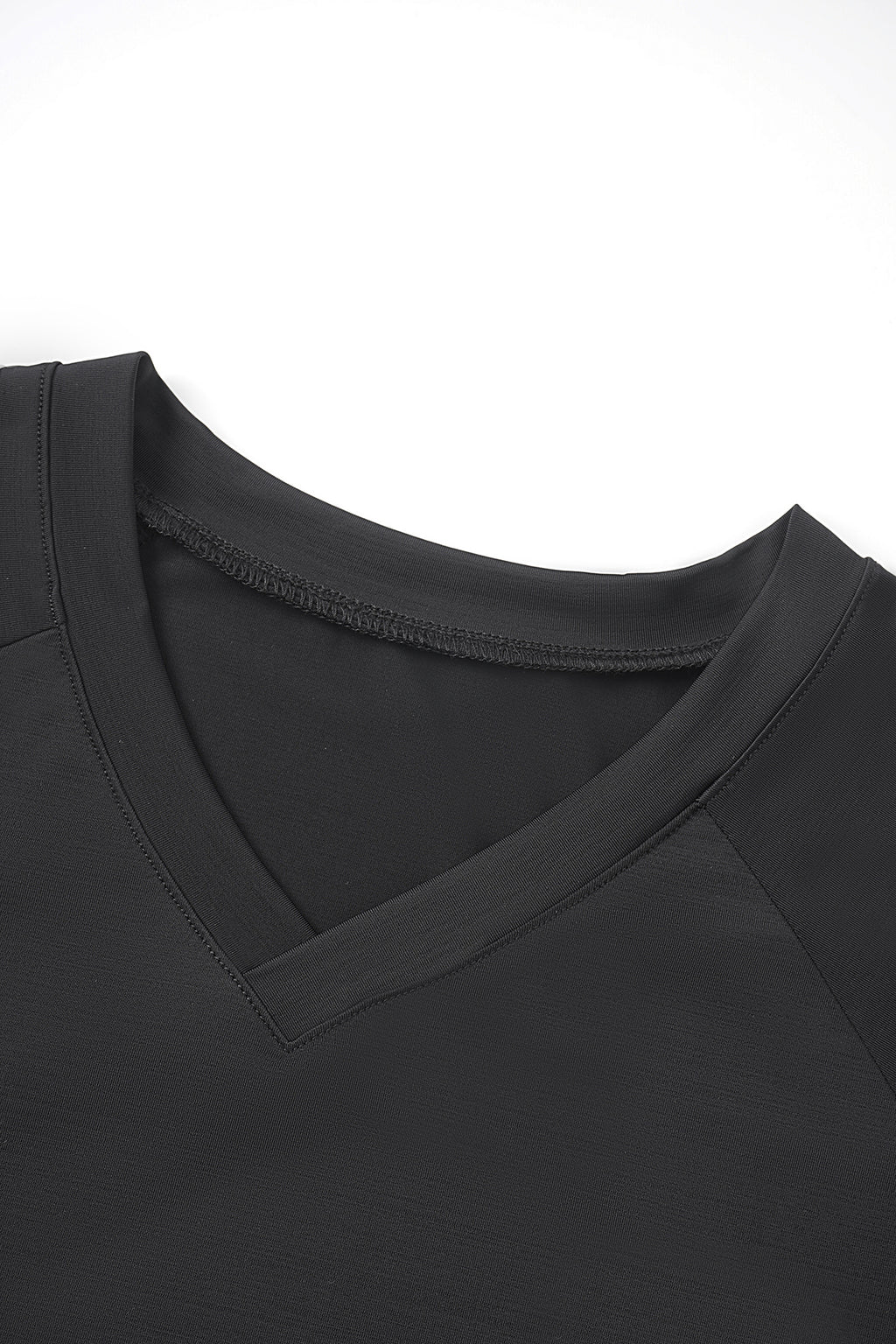 DANCE QUEEN M118 Classic Black V Neck Short-sleeved Shirt