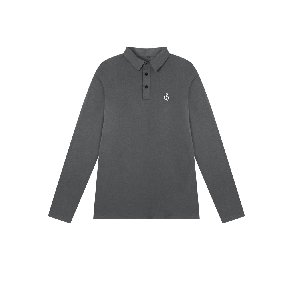 DANCE QUEEN M102-4 Men's Long Sleeve Blue-gray Polo Shirt