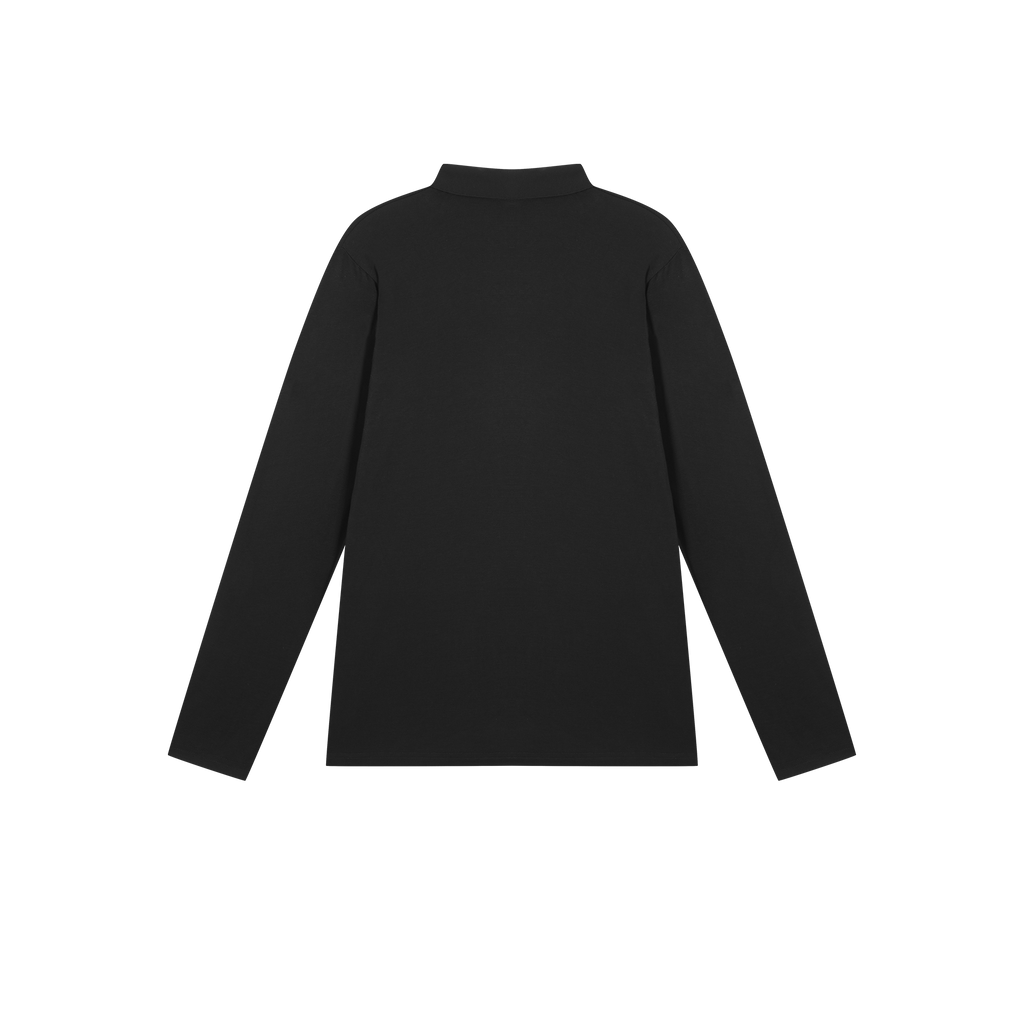 DANCE QUEEN M102-2 Men's Long Sleeve Black Polo Shirt
