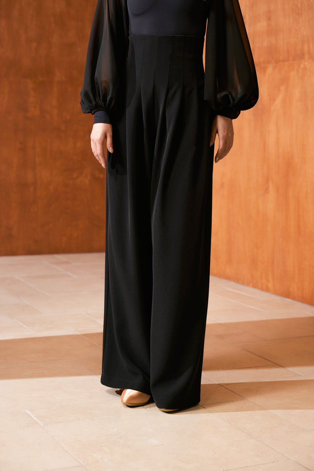 DANCE QUEEN 851-8 High Waist Black Wide Leg Woman Practice Trouser