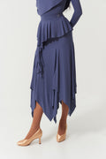 DANCE QUEEN 820-6 Dark Blue Irregular Float Ballroom Practice Dancing Skirt