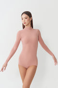 DANCE QUEEN 1210-15 Dusty Rose Mock Neck Long Sleeve Women Wear Dance Bodysuit Leotard
