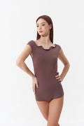 DANCE QUEEN 1148-13  Eggplante purple Collar Sleevesless Backless Ballroom Leotard