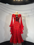 DANCE QUEEN Red Lace Custom Made Show Dress