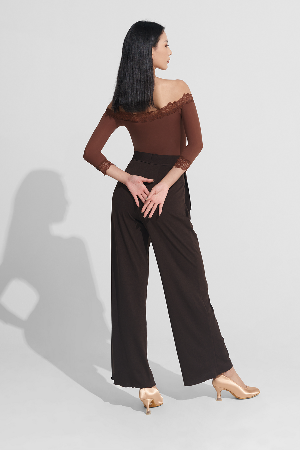 DANCE QUEEN 943-2 Mocha Brown One Should Lace Dance Sport Leotard Limited Edition