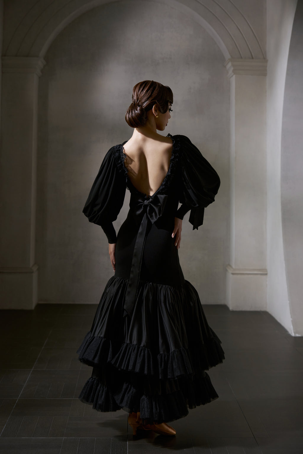 DANCE QUEEN 1036 Black Bow  Haute Couture Classic Cake skirt Customized Dress