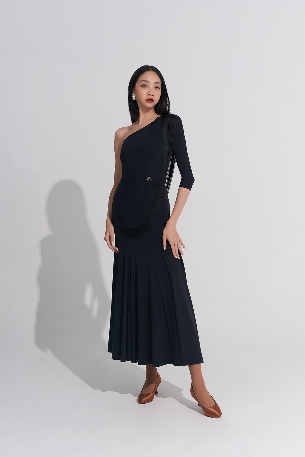 DANCE QUEEN 911 Black Off Shoulder Haute Couture Classic Dress