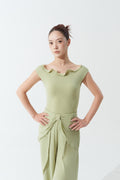 DANCE QUEEN 1148-2 Jade Green Stylish Neckline Sleeveless Ballroom Dancewear Leotard