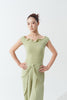 DANCE QUEEN 1148-2 Jade Green Stylish Neckline Sleeveless Ballroom Dancewear Leotard