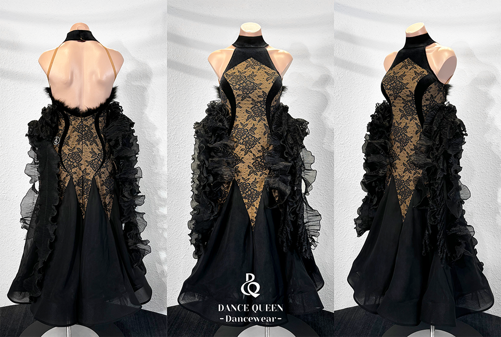 DANCE QUEEN Black Custom Made Show Dress