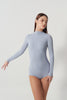 DANCE QUEEN 1210-12 Light Blue Mock Neck Long Sleeve Women Wear Dance Bodysuit Leotard