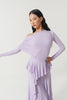 DANCE QUEEN 821-19 Light Purple Pleats Ruffle Off Shoulder Long Sleeve Ballroom Practice Dancing Leotard