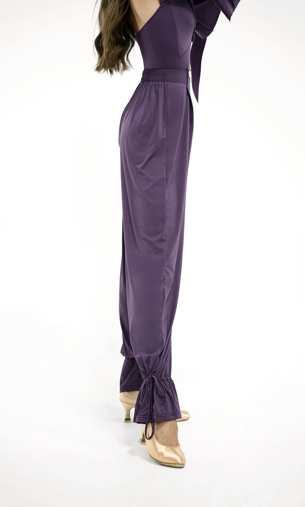 DANCE QUEEN 266-17 Midnight Orchid Elastic Ankle Strap Woman Trouser