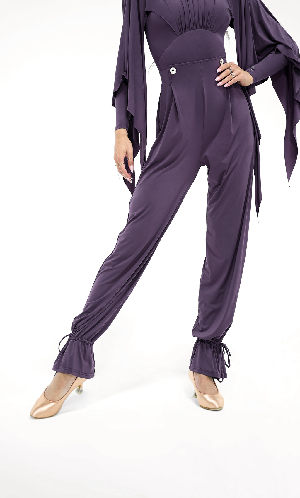 DANCE QUEEN 266-17 Midnight Orchid Elastic Ankle Strap Woman Trouser