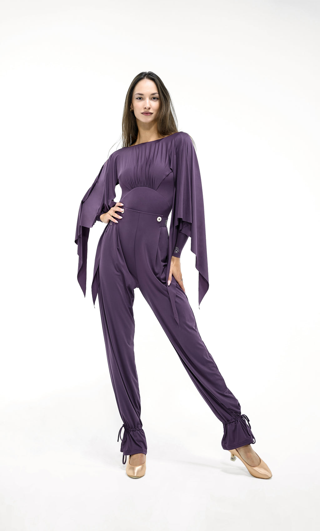 DANCE QUEEN 266-17 Midnight Orchid Elastic Ankle Strap Woman Trouser