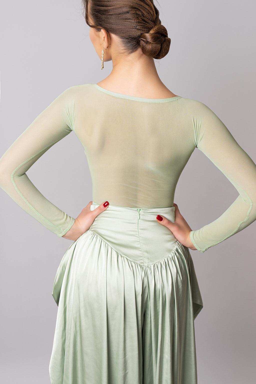DQ-465 DANCE QUEEN Flowing Elegance Satin Wide Leg Trousers