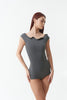 DANCE QUEEN 1148-7 Misty grey Collar Sleevesless Backless Ballroom Leotard