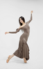DANCE QUEEN 656-7 Autumn Off Shoulder Camel Ballroom Dance Leotard
