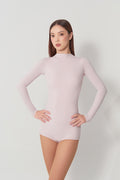 DANCE QUEEN 1210-11 Pale Blush Mock Neck Long Sleeve Women Wear Dance Bodysuit Leotard