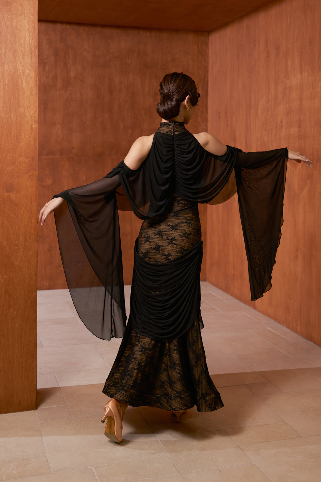 DANCE QUEEN 1041 Black Lace Haute Couture Classic Dress