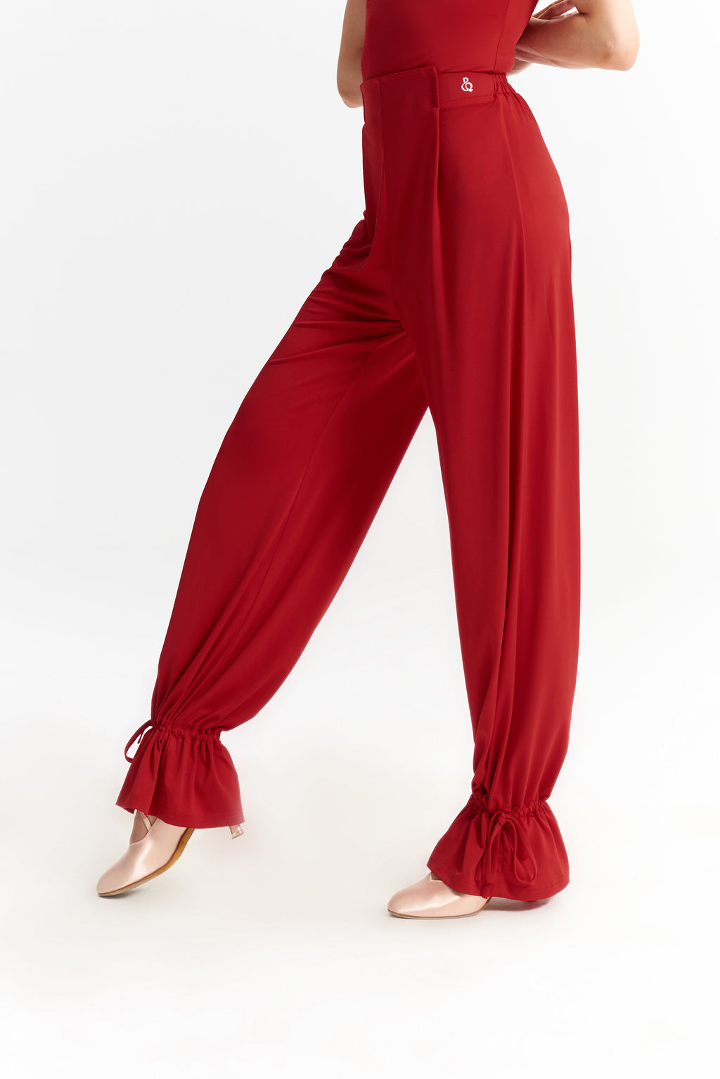 DANCE QUEEN 266-19 Red Drawstring Ballroom Practice Dancing Trouser