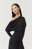 DANCE QUEEN 821-8 Black Pleats Ruffle Off Shoulder Long Sleeve Ballroom Practice Dancing Leotard