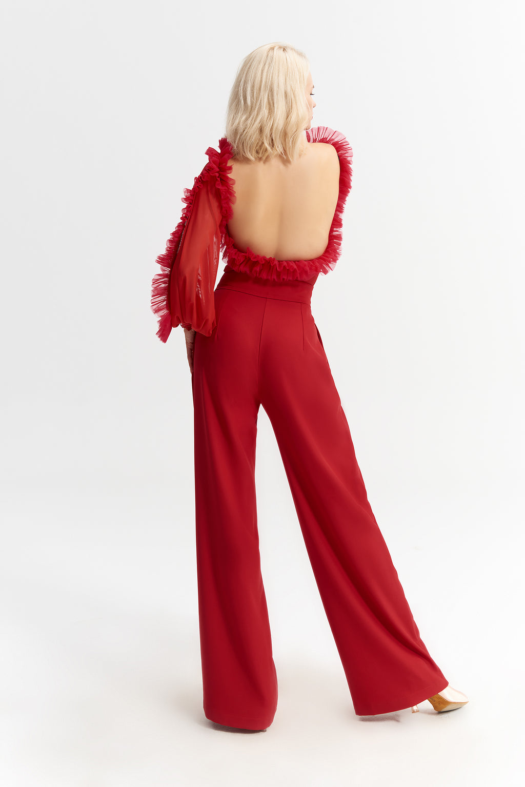 DANCE QUEEN 942-6 Red Wide Leg Ballroom Practice Dancing Trouser