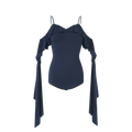 DANCE QUEEN 702-10 Dark Blue Suspender Ruffle Dancing Ballroom Leotard