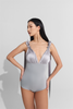 DANCE QUEEN 922-5 Silver Grey Ruffle Slip Dance Ballroom Leotard With Pads