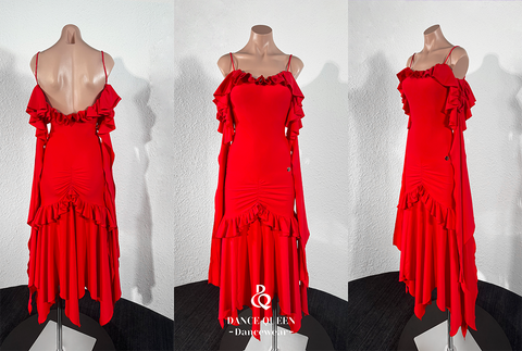 DANCE QUEEN Slip Red Custom Made Show Dress