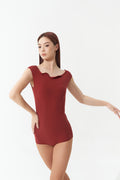 DANCE QUEEN 1148-9 Smokey Red Off Collar Sleevesless Backless Ballroom Leotard