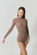 DANCE QUEEN 1210-9 Taupe Deep Mock Neck Long Sleeve Women Wear Dance Bodysuit Leotard