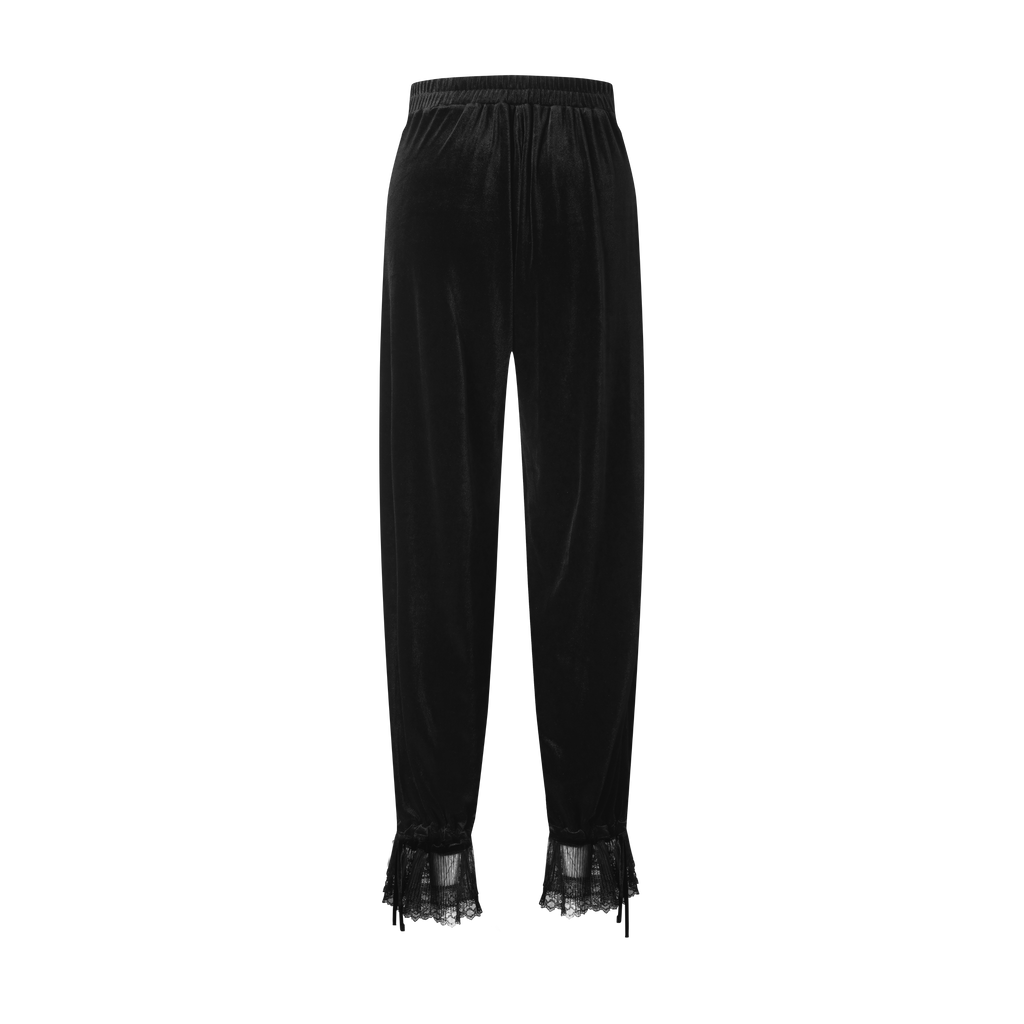 DANCE QUEEN 266-21 Black Ankle Strap Velvet Ballroom Practice Dancing Lace Trouser