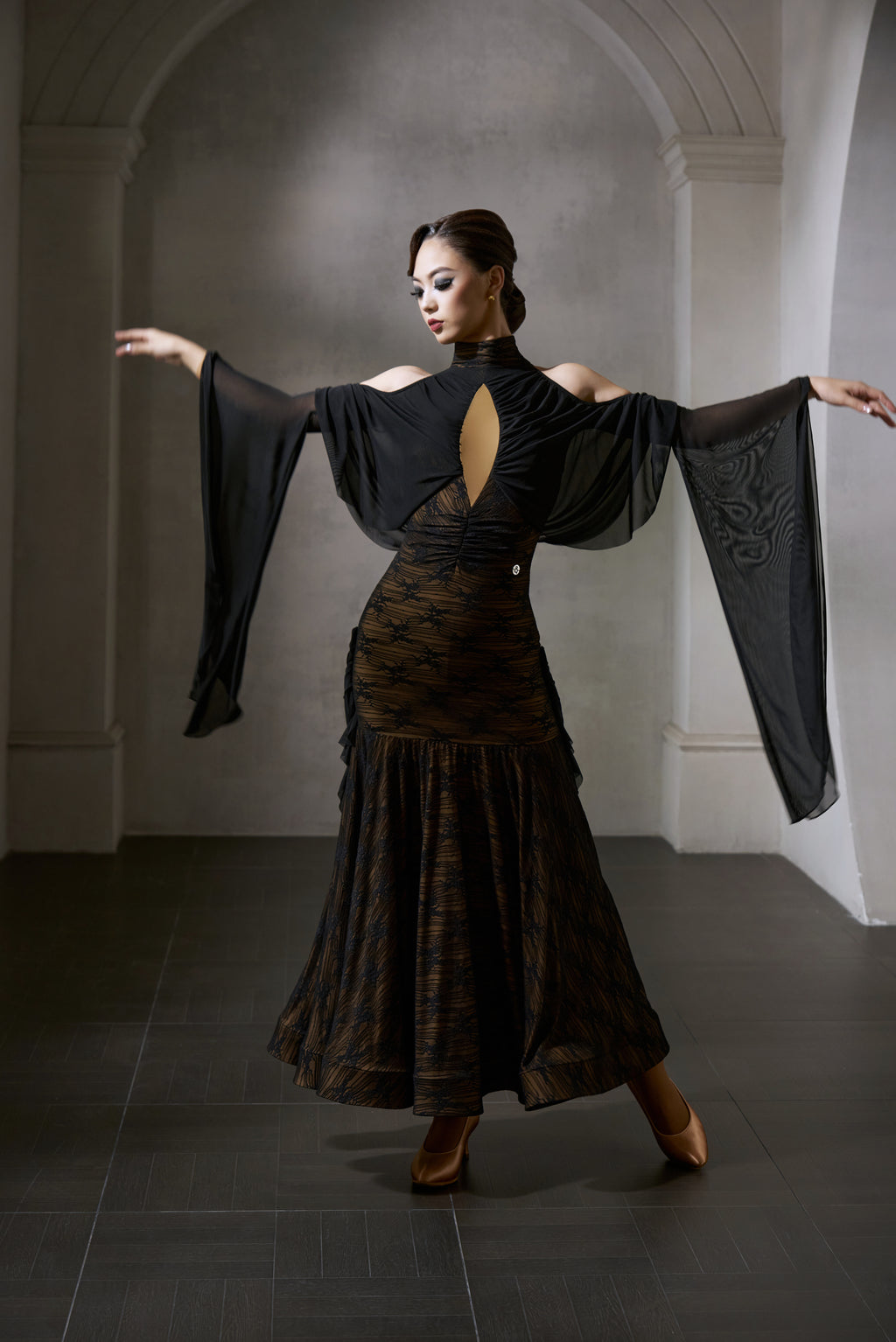DANCE QUEEN 1041 Black Lace Haute Couture Classic Dress