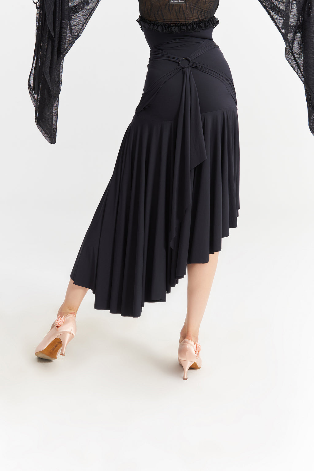 DANCE QUEEN 1030 Black Ruffle Design Ballroom Dance Sport Skirt