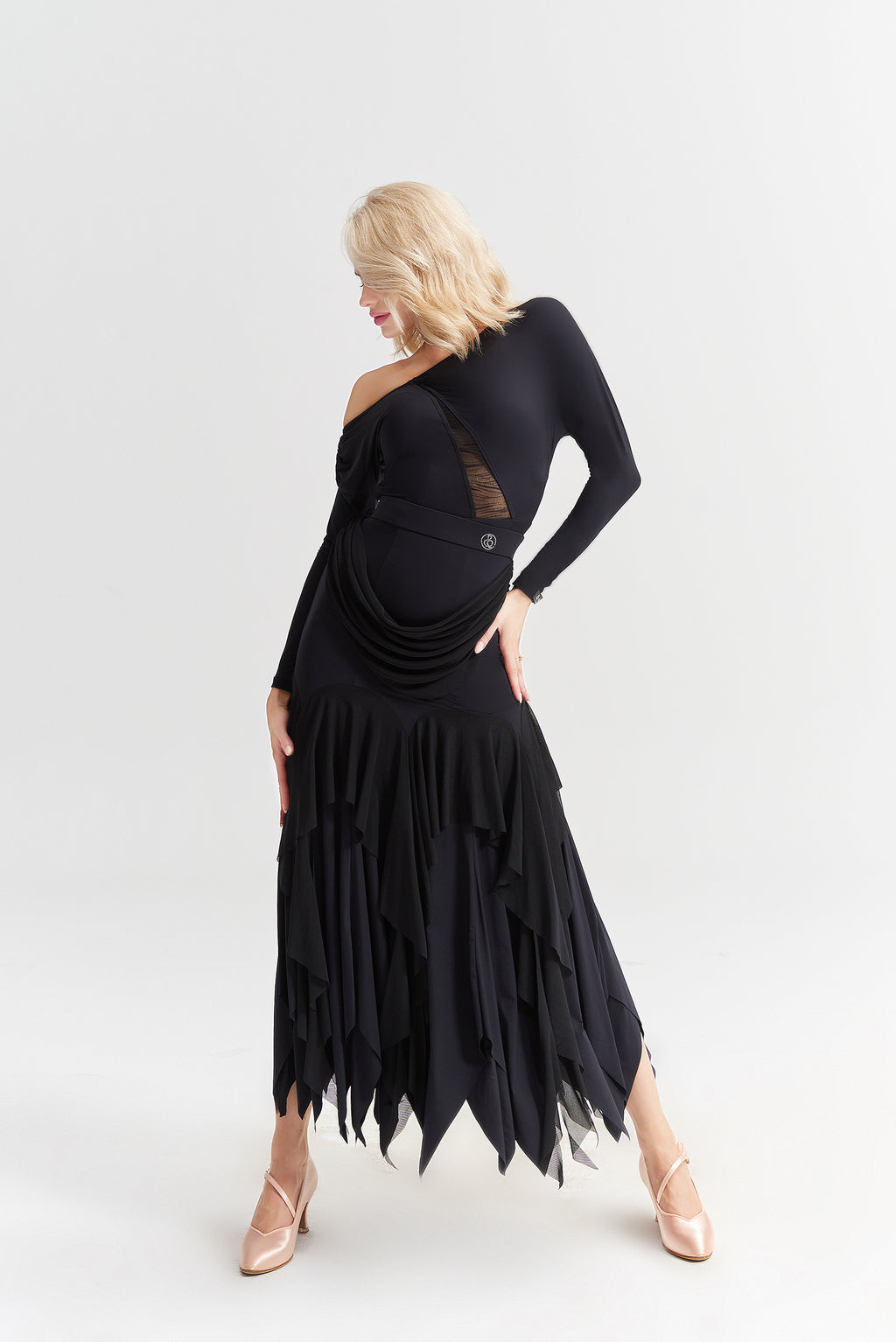 DANCE QUEEN 1025 Black Limited Lace Ballroom Practice Dance Sport Leotard
