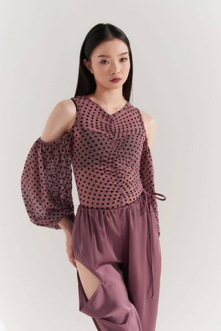 DANCE QUEEN 399-2 Polka Dot Pink Off Shoulder Ballroom Leotard