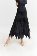 DANCE QUEEN 1019 Black Mesh Design Ballroom Dance Sport Skirt
