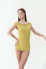 DANCE QUEEN 1148-11 Turmeric Smokey Red Off Collar Sleevesless Backless Ballroom Leotard