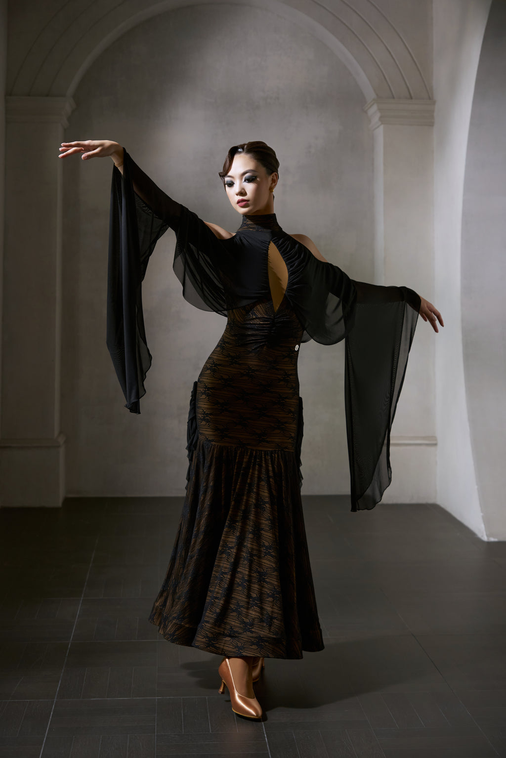 DANCE QUEEN 1041 Black Lace Haute Couture Classic Dress