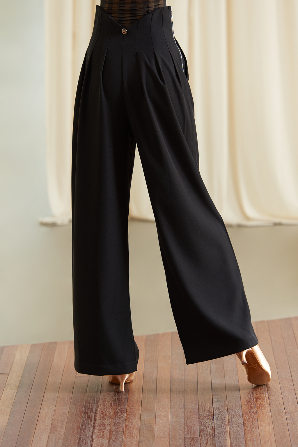 DANCE QUEEN 872 Classic Black High Waist Wide Leg Dancing Trouser