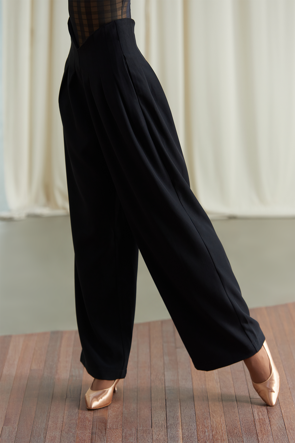 DANCE QUEEN 872 Classic Black High Waist Wide Leg Dancing Trouser