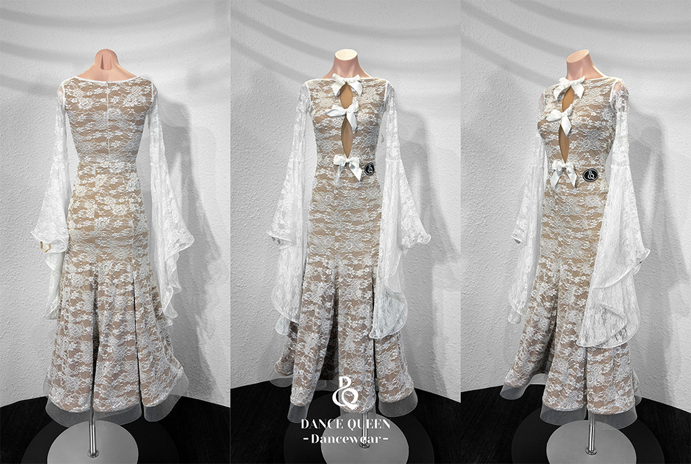 DANCE QUEEN White Lace Custom Made Show Dress