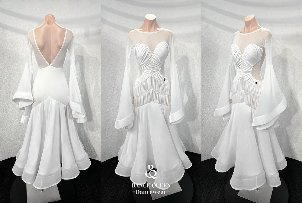 DANCE QUEEN White Ruffle Custom Made Dress