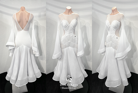 DANCE QUEEN White Ruffle Custom Made Dress