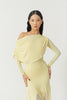 DANCE QUEEN 821-17 Yellow Pleats Ruffle Off Shoulder Long Sleeve Ballroom Practice Dancing Leotard