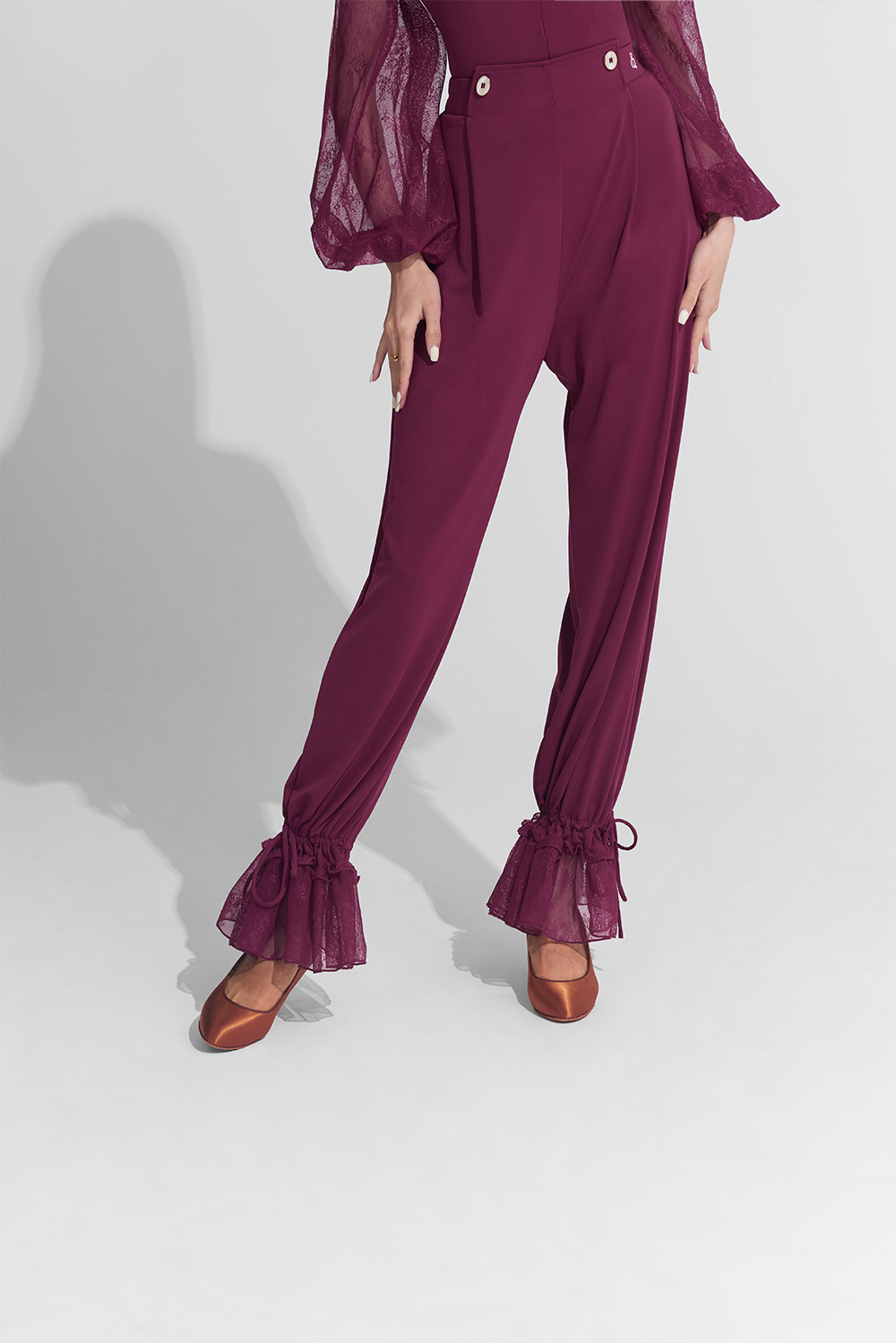 DANCE QUEEN 266-18 Burgundy Lace Ballroom Trouser