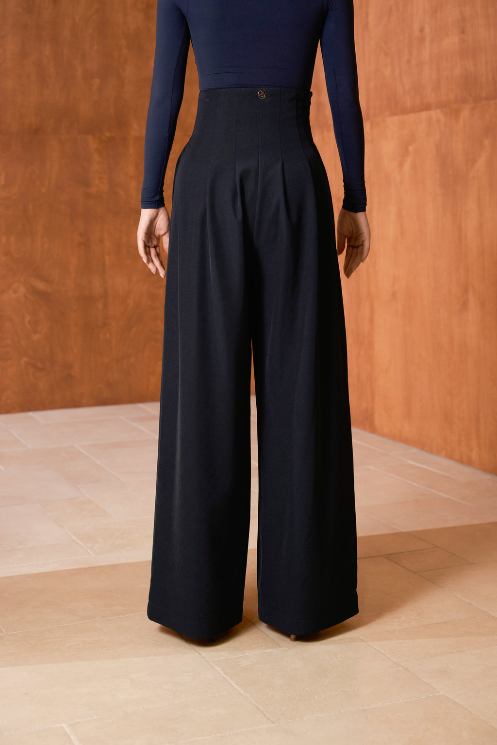 DANCE QUEEN 851-10 High Waist Navy Blue Wide Leg Woman Practice Trouser