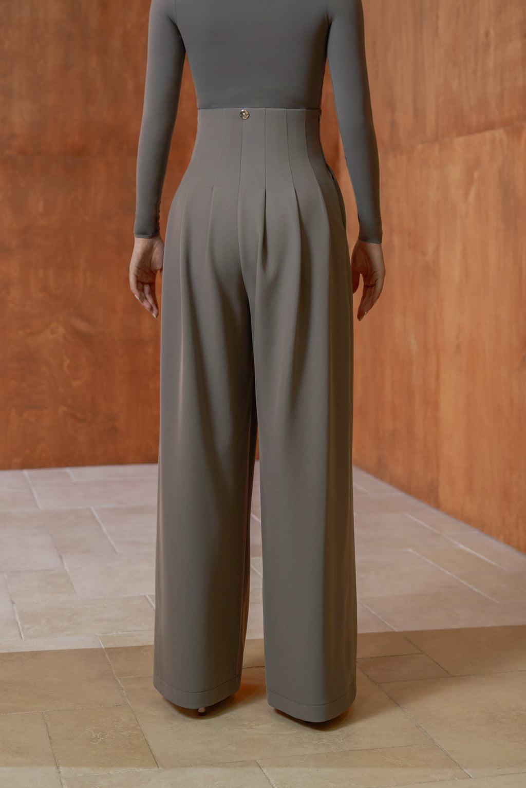 DANCE QUEEN 851-11 High Waist Gray Wide Leg Woman Practice Trouser