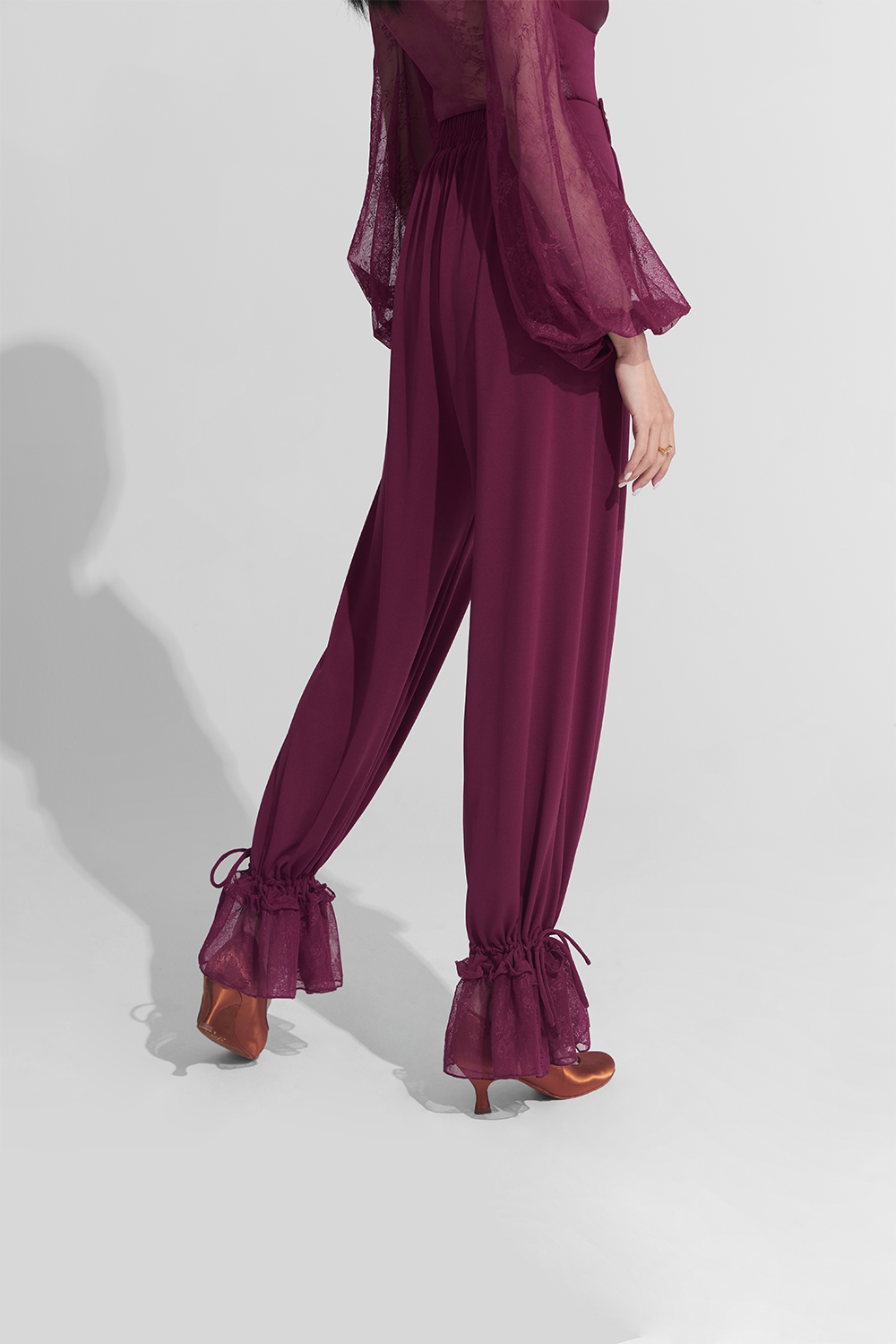 DANCE QUEEN 266-18 Burgundy Lace Ballroom Trouser